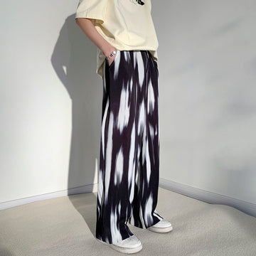 Pleated Pants Men's Fashion Retro Casual Pants Men Japanese Streetwear Loose Hip-hop Wide-leg Pants Mens Ice Silk Trousers M-3XL aidase-shop